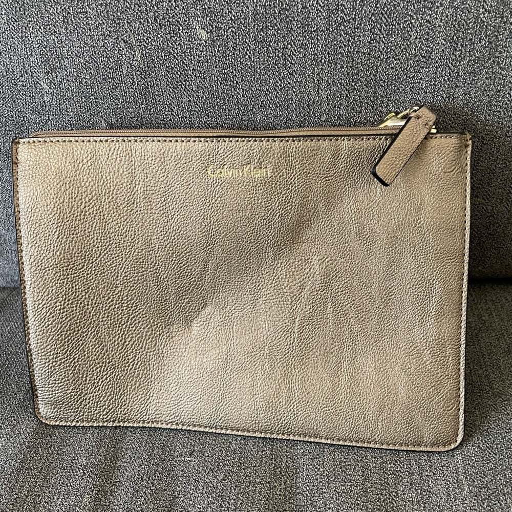 Calvin Klein Beige Leather Pouch